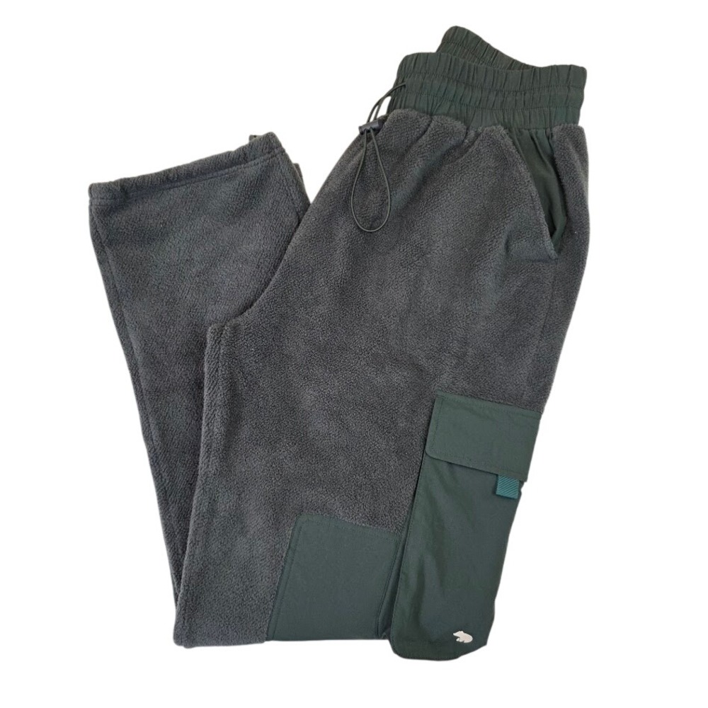 Wondery Outdoors Womens OS Cargo Fleece Pants Forest Green Toggle Hem Gorpcore